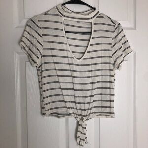 Charlotte Russe Cream Striped Crop Top Women Size M